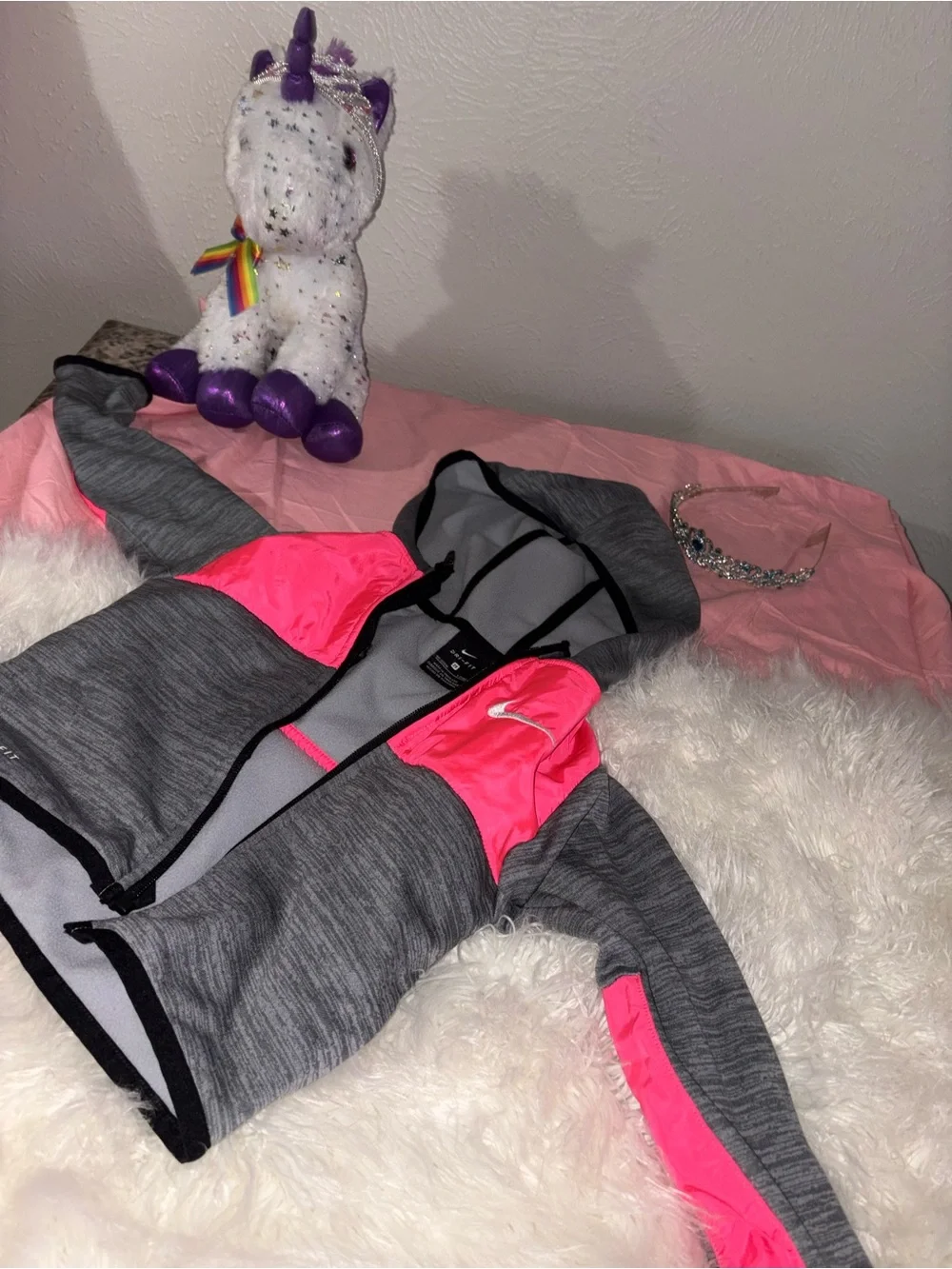 Girls' NIKE Hoodie with Hot Pink 2T